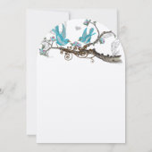 ヴィンテージバーズアクア&ホットピンクウェディング招待状 招待状 (裏面)