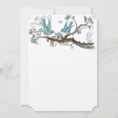 ヴィンテージバーズアクア&ホットピンクウェディング招待 招待状 (裏面)