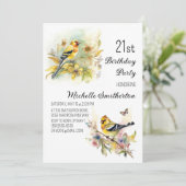 ヴィンテージバーズイエローゴールドフィンチ21歳の誕生日 招待状 (スタンド正面)