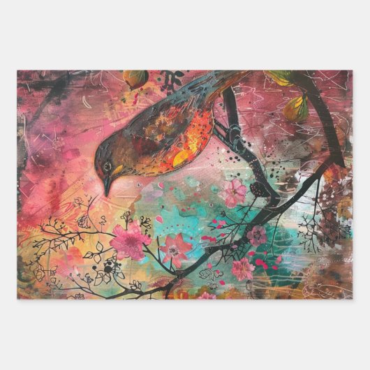 ヴィンテージバーズエフェメラヘビーウエイトデクページ ラッピングペーパーシート (正面3)