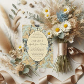 ヴィンテージバーズダマスクシャンデリア結婚式招待状 招待状