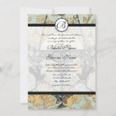 ヴィンテージバーズダマスクシャンデリア結婚式招待状 招待状 (正面)