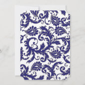 ヴィンテージバーズネイビーエンダイブダマスクの結婚式 招待状 (裏面)