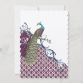 ヴィンテージバーズネイビー深いラズベリーダマスウェディング 招待状 (裏面)