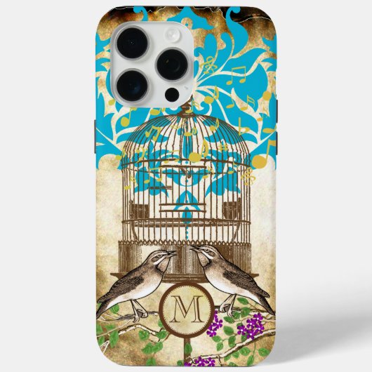 ヴィンテージバーズバードケージさくらんぼブロッサムダマスク Case-Mate iPhoneケース (裏面)