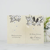 ヴィンテージバーズパーチメントバイフォールド結婚式 プログラム (スタンド正面)