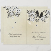 ヴィンテージバーズパーチメントバイフォールド結婚式 プログラム (正面/裏面)