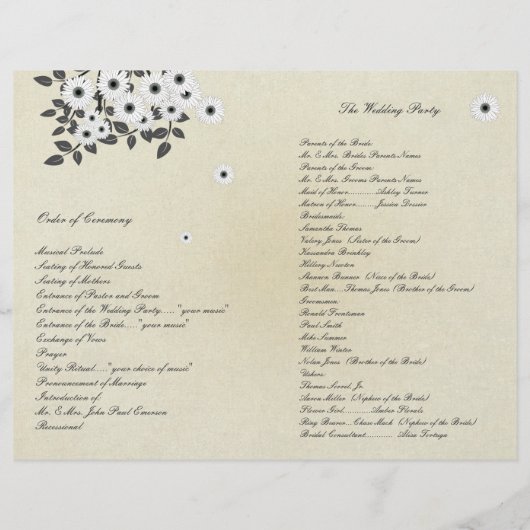 ヴィンテージバーズパーチメントバイフォールド結婚式 プログラム (裏面)