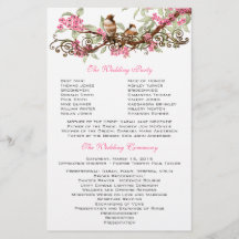 ヴィンテージバーズピンクの花結婚式 プログラム