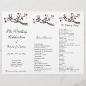 ヴィンテージバーズピンクフローラ3折結婚式 プログラム (正面)