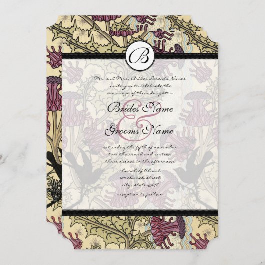 ヴィンテージバーズベリーダマスウェディング招待状 招待状 (正面/裏面)