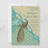 ヴィンテージバーズマルガリータハワイアンブルーダマスク 招待状 (正面)