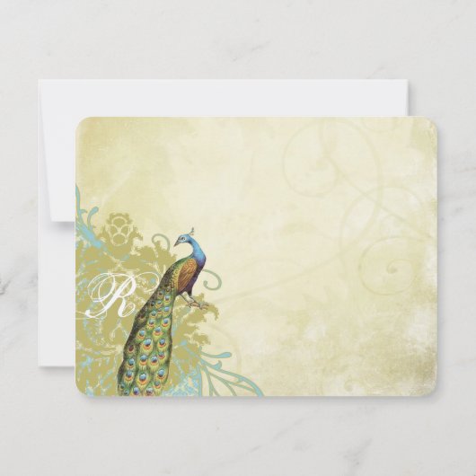 ヴィンテージバーズラグーンエンダイブエイジドダマスクRSVP 出欠カード (裏面)