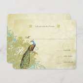 ヴィンテージバーズラグーンエンダイブエイジドダマスクRSVP 出欠カード (正面/裏面)