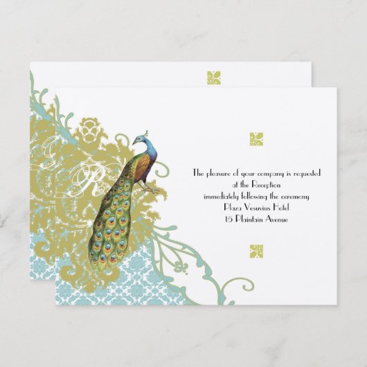 ヴィンテージバーズラグーンエンダイブダマスク披露宴カード エンクロージャーカード (正面/裏面)