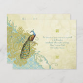 ヴィンテージバーズラグーンエンダイブダマスク披露宴カード 招待状 (正面/裏面)