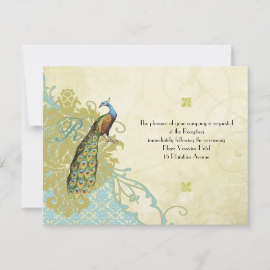 ヴィンテージバーズラグーンエンダイブダマスク披露宴カード 招待状 (正面)