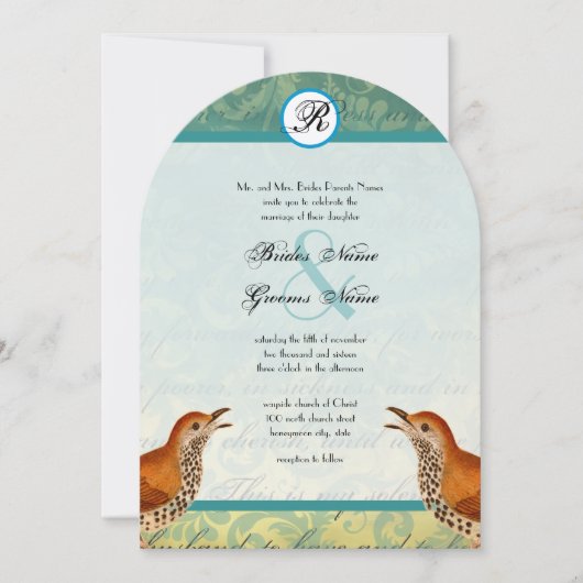 ヴィンテージバーズラグーンエンダイブ結婚式招待状 招待状 (正面)