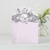 ヴィンテージバーズラベンダースクロール結婚式招待状 招待状 (スタンド正面)