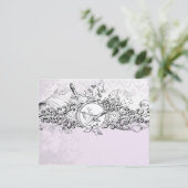 ヴィンテージバーズラベンダーミュージカルスクロールウェディングRSVP 出欠カード (スタンド正面)