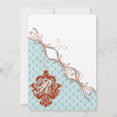 ヴィンテージバーズレッドエンダイブダマスクの結婚式 招待状 (裏面)