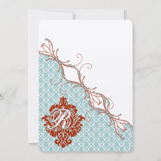 ヴィンテージバーズレッドエンダイブダマスクの結婚式 招待状 (裏面)