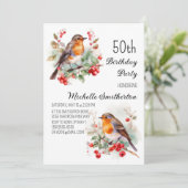 ヴィンテージバーズロビンレッドバスト50誕生日 招待状 (スタンド正面)