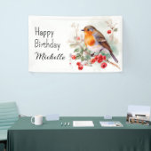 ヴィンテージバーズロビンレッドブレストハッピーバースデー名 横断幕 (トレードショー)