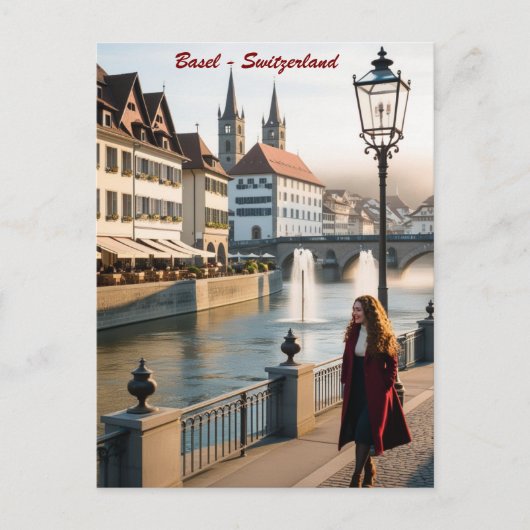 ヴィンテージバーゼル&ザルツブルク葉書 – ラインリバー&レーヌ ポストカード (正面)