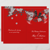 ヴィンテージバードさくらんぼレッド結婚式 プログラム (正面/裏面)