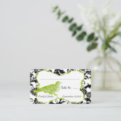 ヴィンテージバードアップルグリーン&ブラックダマスク座席表 プレイスカード (スタンド正面)