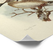 ヴィンテージバードイエローブラウンプリント ポスター (角)