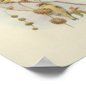 ヴィンテージバードイエローブラウンプリント ポスター (角)