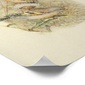 ヴィンテージバードイエローブラックブラウンプリント ポスター (角)