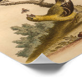 ヴィンテージバードイエローブラックプリント ポスター (角)