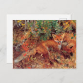 ヴィンテージバードイエローブルーノリジェフォスキツネ ポストカード (正面/裏面)