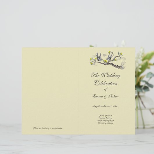 ヴィンテージバードイエロー&グレー3つ折プログラムカバー (スタンド正面)