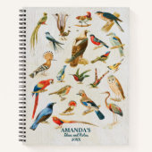 ヴィンテージバードイラストレーション野鳥観察ラバーギフト ノートブック (正面)