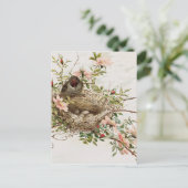 ヴィンテージバードインネストアニマルプリント ポストカード (スタンド正面)