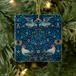 ヴィンテージバードウィリアムモリスフローラアート セラミックオーナメント