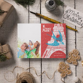 ヴィンテージバードエッフェルタワーフォトクリスマスカード シーズンカード