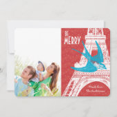 ヴィンテージバードエッフェルタワーフォトクリスマスカード シーズンカード (正面)