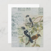 ヴィンテージバードエフェメラスクラップブック紙シート (正面/裏面)