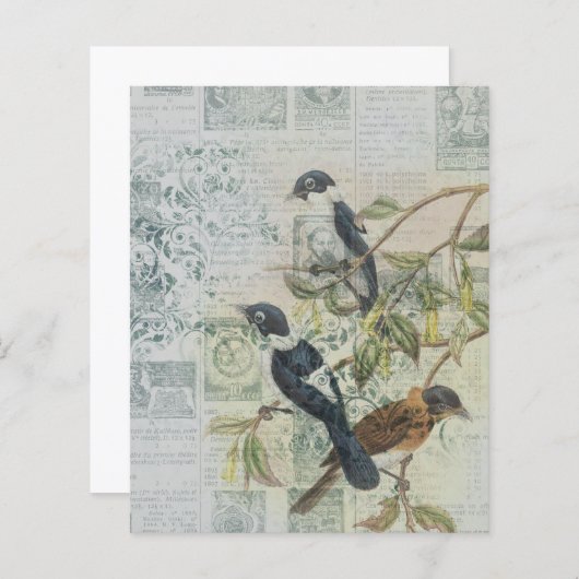 ヴィンテージバードエフェメラスクラップブック紙シート (正面/裏面)