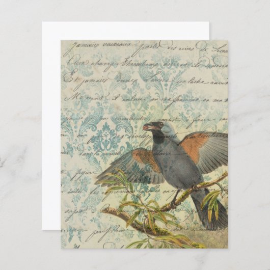 ヴィンテージバードエフェメラスクラップブック紙シート (正面/裏面)