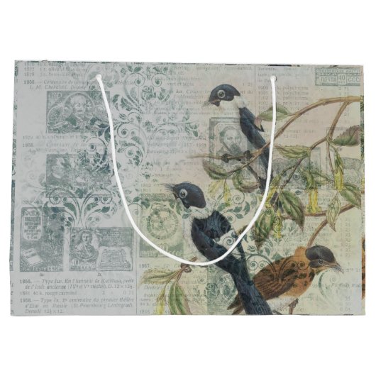ヴィンテージバードエフェメラデクページ ラージペーパーバッグ (裏面)