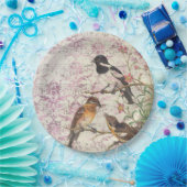 ヴィンテージバードエフェメラデコパージュ ペーパープレート (パーティー)