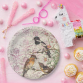 ヴィンテージバードエフェメラデコパージュ ペーパープレート (パーティー)