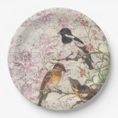 ヴィンテージバードエフェメラデコパージュ ペーパープレート (正面)