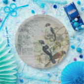 ヴィンテージバードエフェメラデコパージュ ペーパープレート (パーティー)